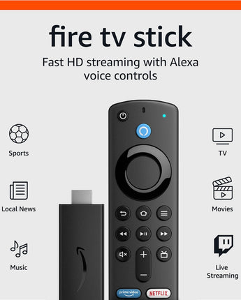 Amazon Fire TV Stick, HD, Sharp Picture Quality, Fast Streaming, Free & Live TV, Alexa Voice Remote With TV Control - Green Light Youth LLC